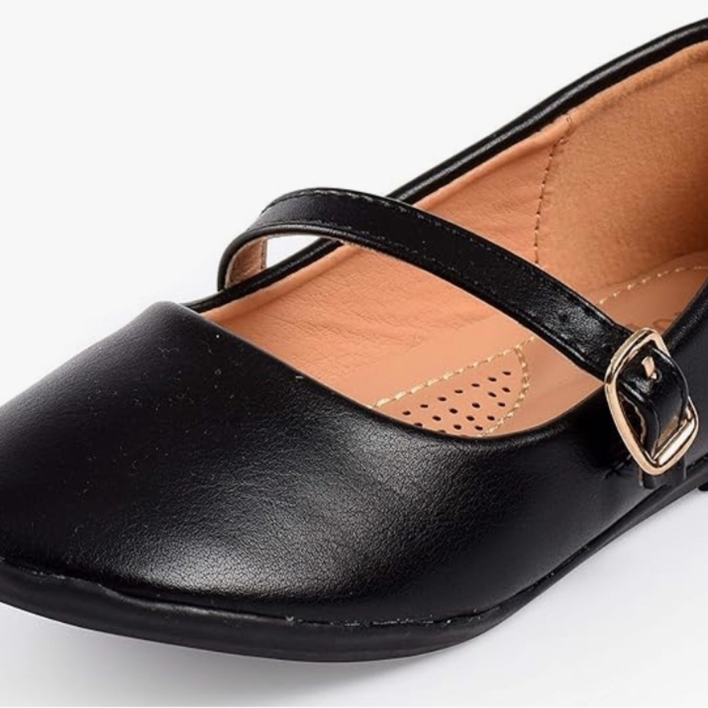Black Mary Jane Flats with Strap